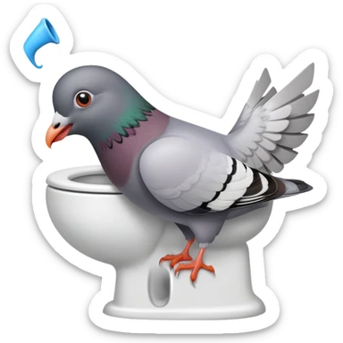 A pegion that is pooping in a toilet while screaming sticker