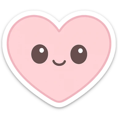 kawaii style icon of a pink heart with a cute face, soft pinks sticker