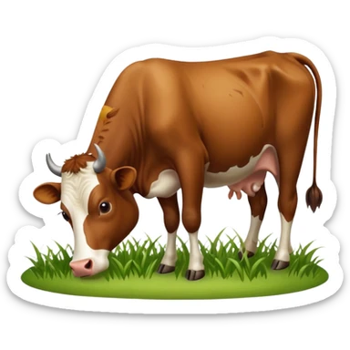 cow in the process of eating grass sticker