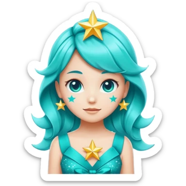 star sparkle sprite guardian of sparkle theater star-shaped head and a turquoise dress and ribbon sticker
