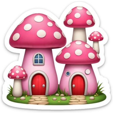 pink mushroom houses sticker