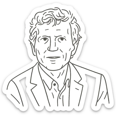 a black outline portrait based on this image of Hartmut Rosa sticker