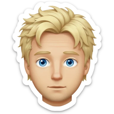 Gay man, tall, blonde, handsome, messy hair, blue eyes sticker