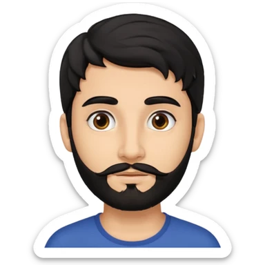 young fair skin Pakistani man with black beard wavy hair and thin brown eyes and thick eyebrows sticker