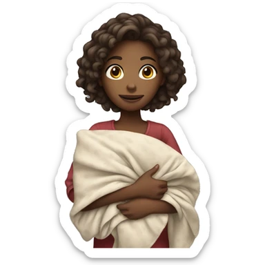 Girl hold a blanket  sticker