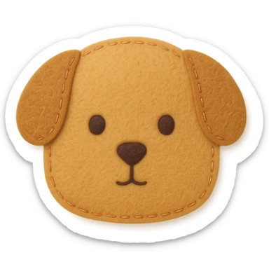 <StylePrompt>
  <Name>Minimal Felt Appliqué Icon</Name>
  <Description>
    A simplified plush icon style with soft felt textures, minimal facial features, and gentle stitching. Focuses on iconic shapes with low visual complexity for maximum clarity at small sizes.
  </Description>
  <VisualProperties>
    <Material>Felt</Material>
    <Texture>Soft, matte surface with faint fiber detail</Texture>
    <Stitching>
      <Type>Thin thread</Type>
      <Color>Muted orange or brown</Color>
      <Pattern>Sparse edge stitching only</Pattern>
    </Stitching>
    <Padding>Low to moderate—slightly puffy but not high-relief</Padding>
    <Edges>Smooth, rounded</Edges>
    <ColorPalette>
      <Primary>Warm yellows, oranges, and browns</Primary>
      <Accent>Minimal dark brown for eyes and nose</Accent>
      <Background>Plain or soft gradient, off-white preferred</Background>
    </ColorPalette>
  </VisualProperties>
  <FacialFeatures>
    <Eyes>Small circles, dark brown</Eyes>
    <Nose>Simple dot or triangle</Nose>
    <Mouth>Omit or use curved line only</Mouth>
    <DetailLevel>Low</DetailLevel>
  </FacialFeatures>
  <Rendering>
    <Lighting>Flat and soft, minimal shadows</Lighting>
    <Perspective>Side or front profile, no complex angles</Perspective>
  </Rendering>
  <Applicability>
    <SubjectType>Animals, objects, icons</SubjectType>
    <OutputFormat>Flat icon or patch-style asset</OutputFormat>
  </Applicability>
</StylePrompt>


{subject} = dog sticker