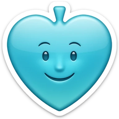 Minimalist blue spade emoji with smooth rounded edges, soft teal-to-cyan gradient, flat vector style, subtle glossy depth, and transparent background. sticker