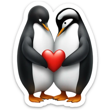 Penguin giving another penquin a heart sticker