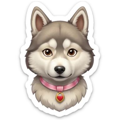 husky with head ribbon and shirt sticker