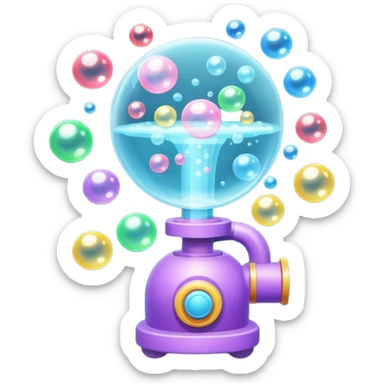 bubble machine object icon, small bubble blower device, bubbles floating out, colorful toy-like design, 3D cartoon, mobile game icon style, centered, clean background, no text, no watermark

 sticker