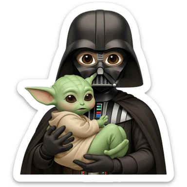 Darth Vader holding baby Yoda sticker
