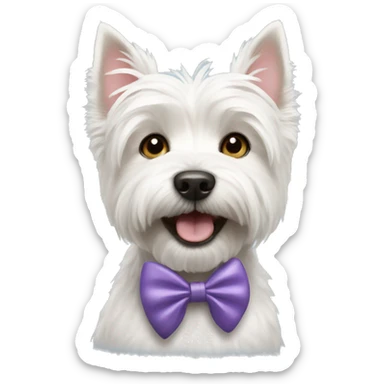 Westie dog with a bow sticker
