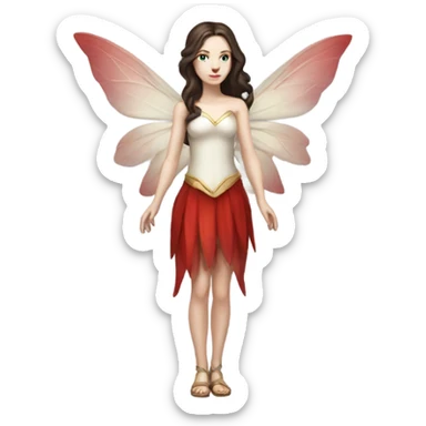 Pale skin, brunette fairy woman with red wings full body sticker