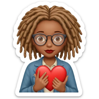 Girl Scouts African American girl with locs and glasses heart  sticker