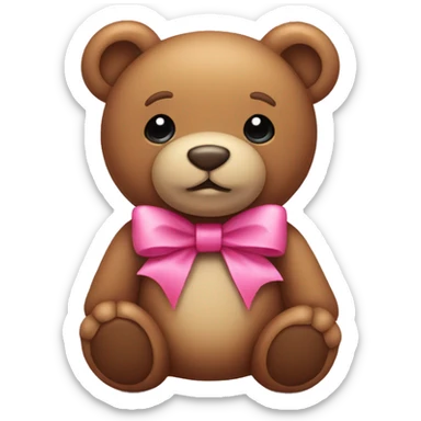 teddy bear with a pink bow around its neck sticker