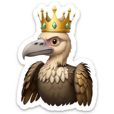 old vulture wearing crown  sticker
