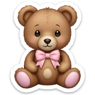 Teddy bear with light pink bow  sticker