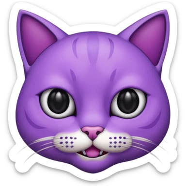 Scary purple cat fully black eye and mouth sticker