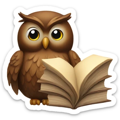 Brown owl with book sticker