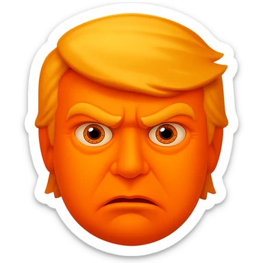 Make the face even more orange, keep the evil expression, in the style of emoji. Remove the background. sticker