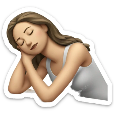 White woman sleeping on the Desk table sticker