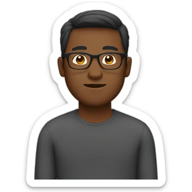brown guy with rectangular specs, mid size body sticker