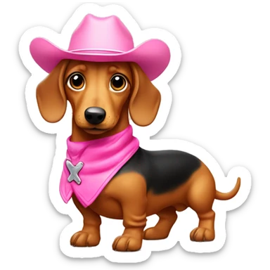 Full body blonde sausage dog wearing pink cowboyboots  sticker