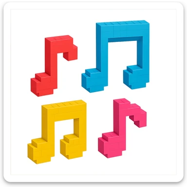 simple and clear voxel-style musical notes sticker