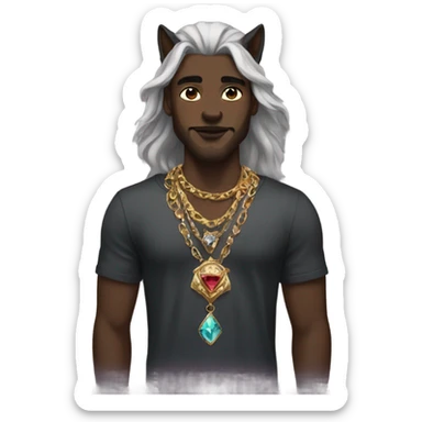 dark-skinned male with jewelry mixed with wolf sticker