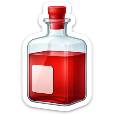 dnd item icon, red health potion squared shape bottle. sticker
