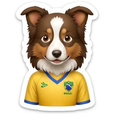 Border collie marrom usando camisa do brasil sticker