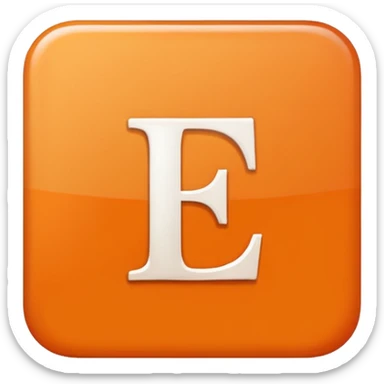 make me an emoji of a orange square with a white E in the center large E must have times new roman font sticker