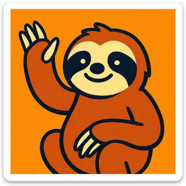 cartoon sloth waving sticker