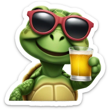 Turtle wearing sunglasses toasting a cheers! sticker
