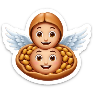 Make flying baked bean faces with wings  sticker