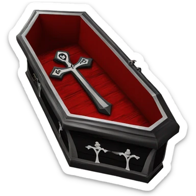 Red and black Gothic coffin with a ankh ￼ sticker
