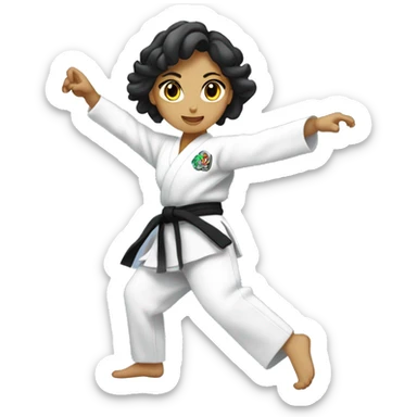 taekwndo girl kicking sticker