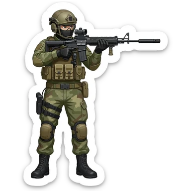 hunter assault rifle sniper military theme sticker