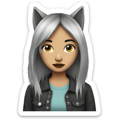 Grunge girl with a wolf cut sticker