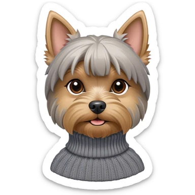 Grey Yorkshire terrier wearing a turtleneck sweater sticker
