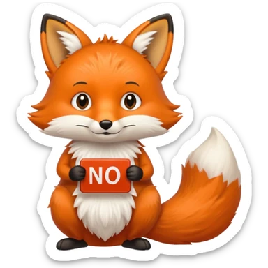 a fox HOLDING a no sign sticker