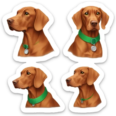 Vizsla with green collar sticker