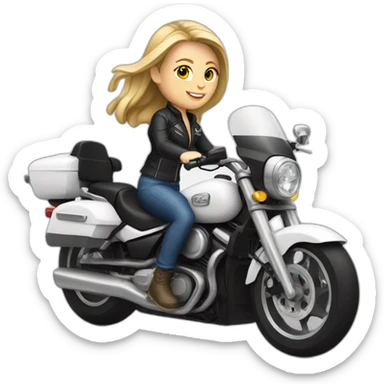 White girl riding sports motorcycle  sticker