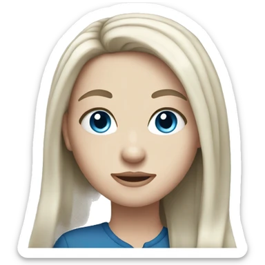 White girl with long black hair and blue eyes sticker