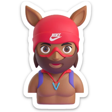 tattooed brown-skinned character wearing a Nike-inspired ski mask, modern 3D emoji style sticker