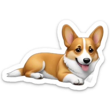 Corgi laying down on the grey couch sticker