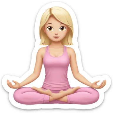 blonde yoga girl light pink clothes n sticker