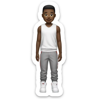 Jeun garçon métisse avec un taper et des Jordan 4 et un outfit américain  sticker