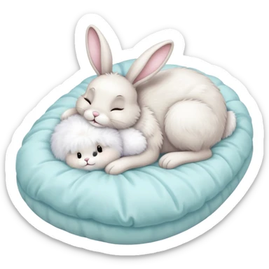 Easter bunny sleeping in bed sticker