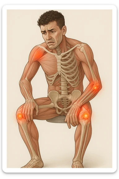 Uomo con dolore per infortunio vista anatomica sticker